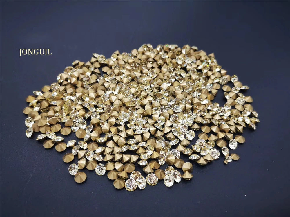 Factory Sales A-Level Bulk Nail Art Decorations Glass Rhinestone Accessories Pointed Bottom DIY Bags Garments Crystal