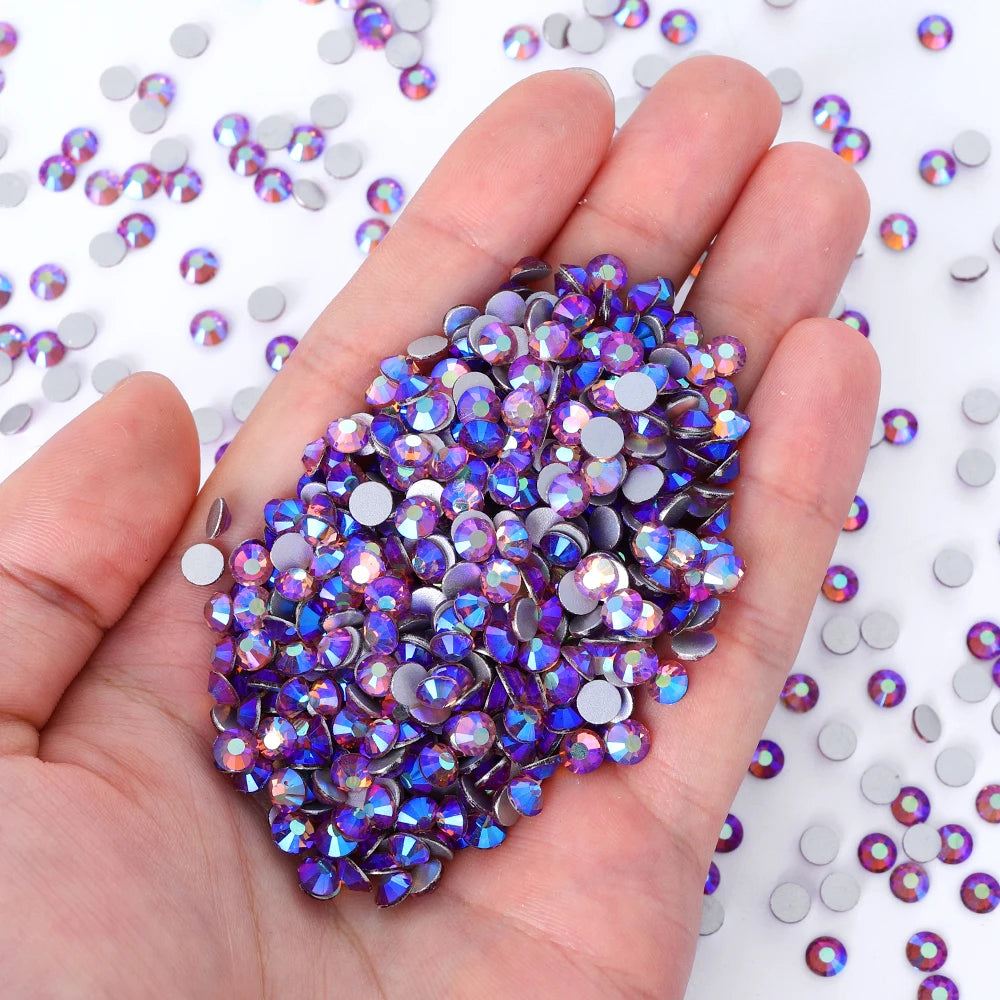 QIYI Wholesale 14400pcs Bulk Package Non Hotfix Rhinestones Glitter Bling Glue on Rhinestones for Accessories