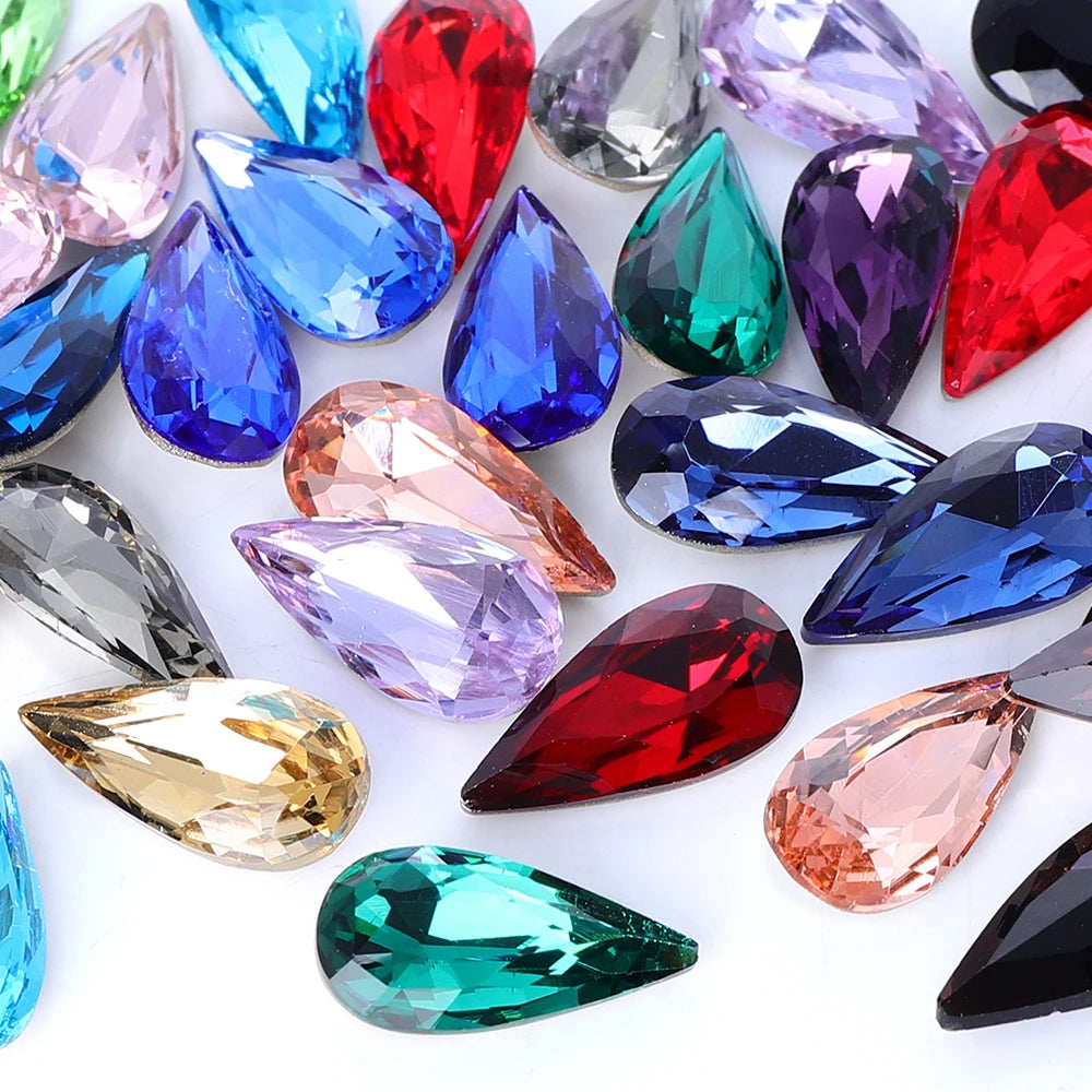 New Arrival Tear Drop Shape K9 Glass Grade AAAAAA Fancy Shape Sparkling Bright Shining Point Back Loose Customized Rhinestones
