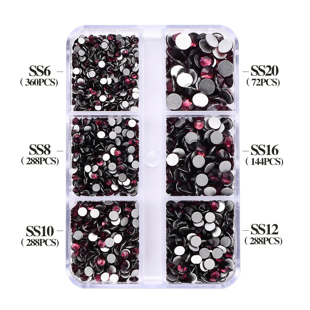 Wholesale Round Crystal Mixed Size Ss6-ss20 Flat Back Non Hot Fix Rhinestones With Box Package