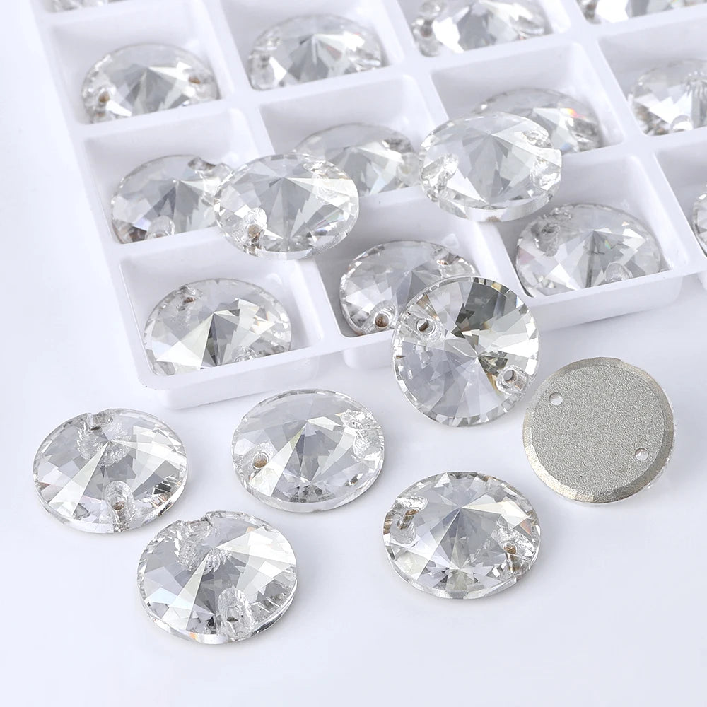 Ready to Ship Neon Rivoli Rhinestones 55 Colors Crystal  Sew-on Rhinestones Glass Clothing Flatback Sewing Stones for Women