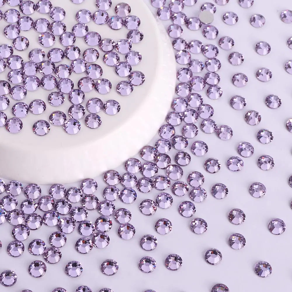 Hot Selling 1440 Nail Charms Lavender Glass Rhinestones Grade AAAAAA Loose Flatback Non Hot Fix for Jewelry Qiyi Brand