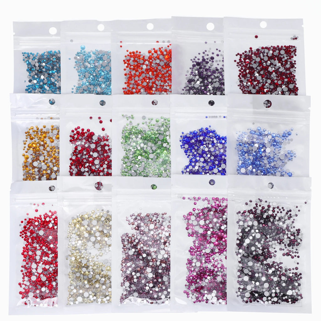 QIYI Wholesale Mixed Size Ss3-ss20 Crystal Rhinestones  Non- Hotfix Round Loose RhinestonesBulk for Decorative Nail Art Crafts