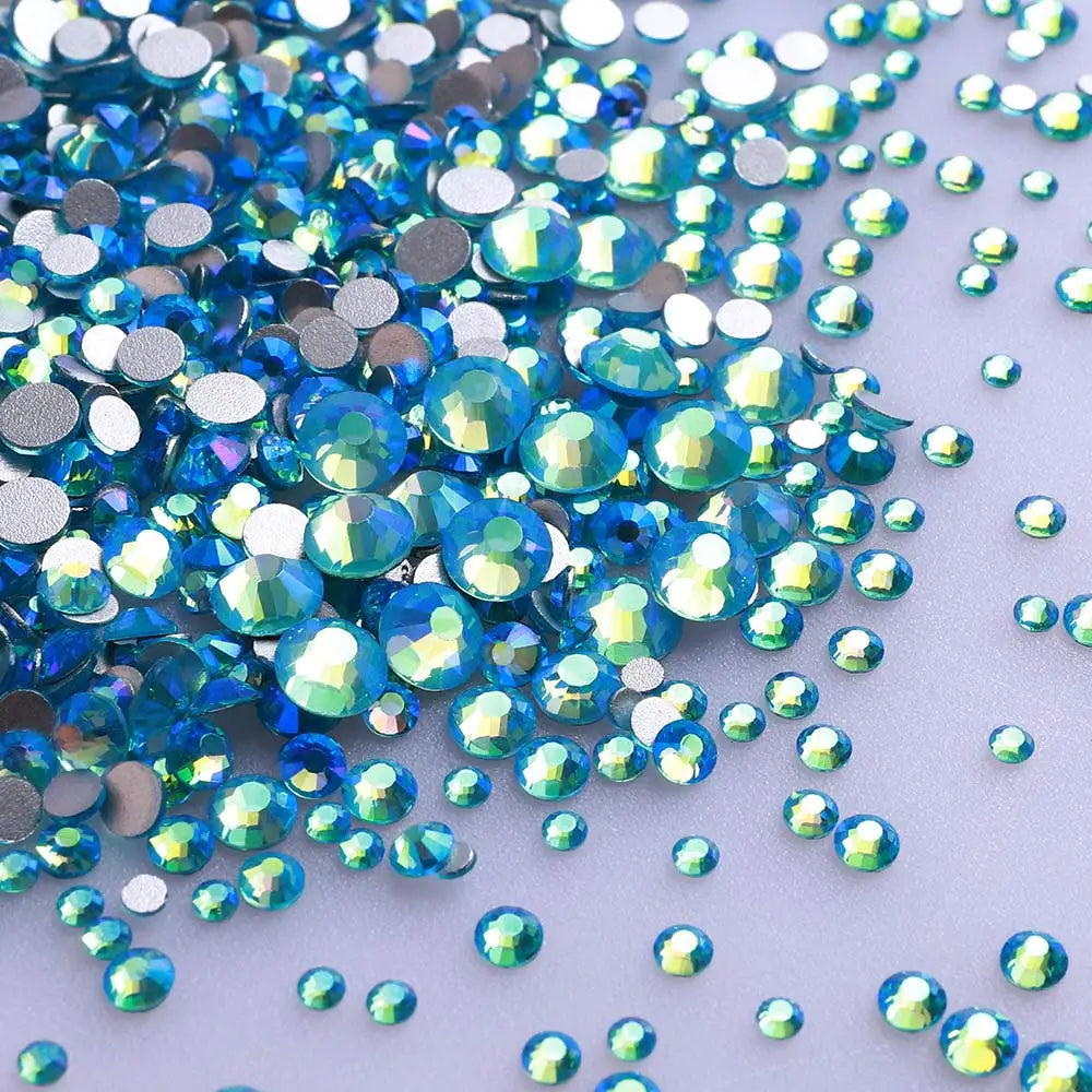 Wholesale 100 Colors Ss4-ss20 Mix Size Strass Crystal Rhinestones Non Hotfix Round Glass Stones Glue on Nail Gems Decoration