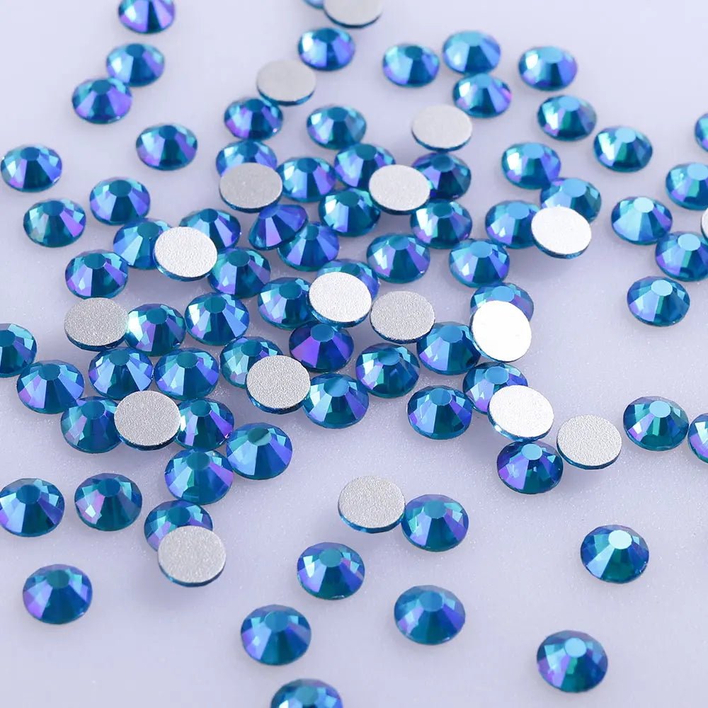 Wholesale Colorful Glitter Glass Rhinestones Flat Back Non Hotfix Crystal Rhinestone Nails for Earring Jewelry Accessory