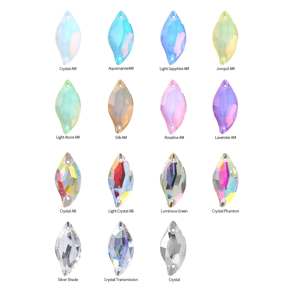 Wholesale Custom Sew-on Rhinestones 5A Quality Crystal FlatBack 2 Holes Sewing Diamond Leaf Stones Bling Wedding Decoration