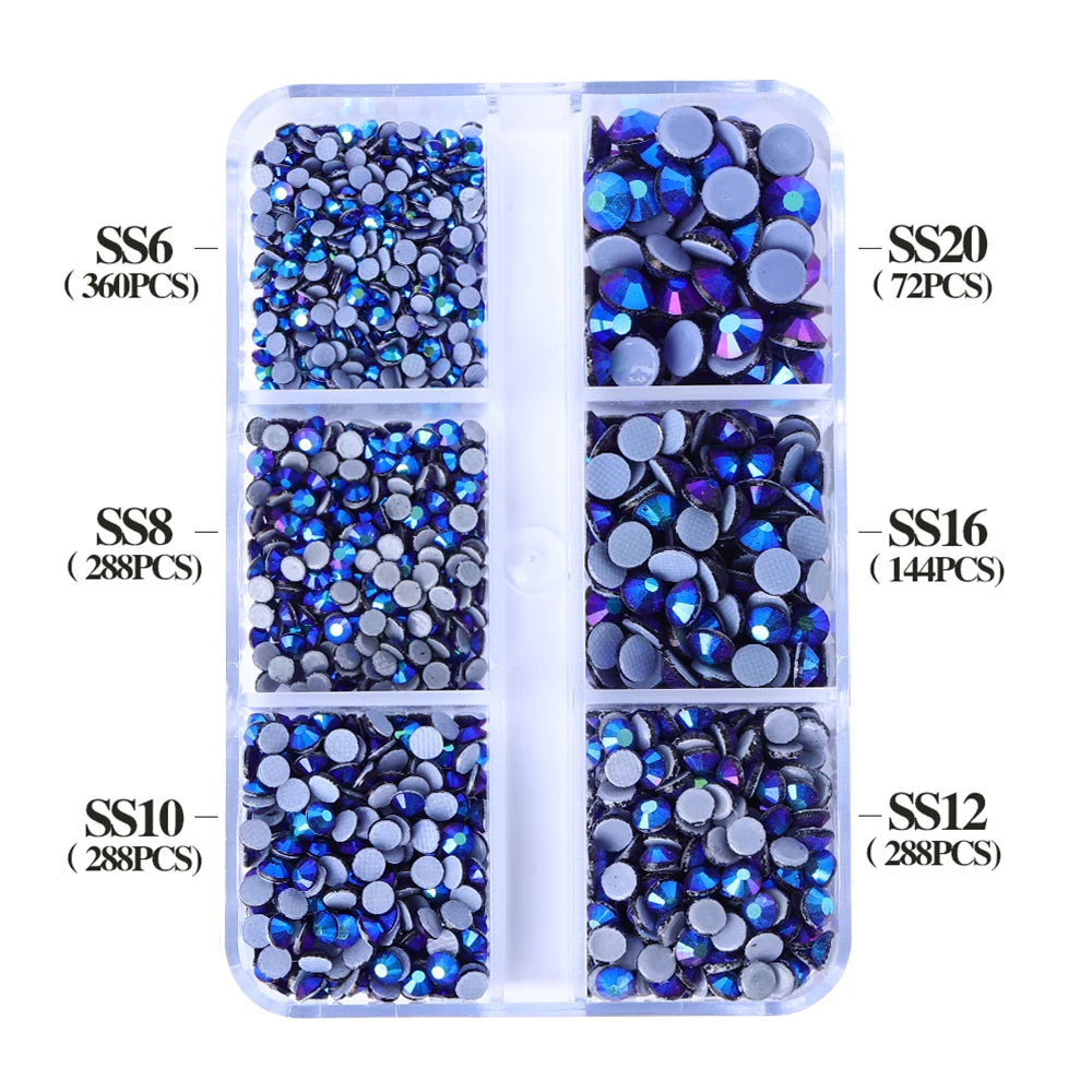Wholesale SS6 SS10 SS16 SS20 SS30 6 Grid Mix Size Clear AB Rhinestone Hotfix Rhinestones for Costumes