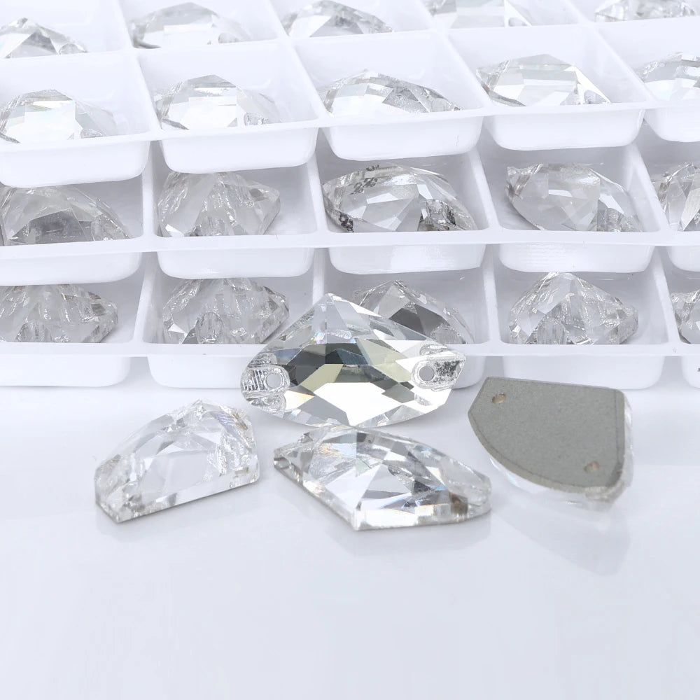 Factory Direct Wholesale Low MOQ Glass Crystal Galactic Sew-On Rhinestones With Two Holes for Garment Decoration 3256