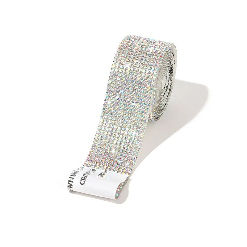 QIYI Wholesale Rhinestone Tape Self Adhesive Rhinestones Trimming Bling Crystal Glass Sheets Roll Wrap Sticker for Tumbler