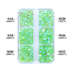 QIYI High Quality 1440pcs Aurora Mixed 6 Grid Box Glass Crystal Diamond Nail Art Decoration Glitters Stone for Nail Charms