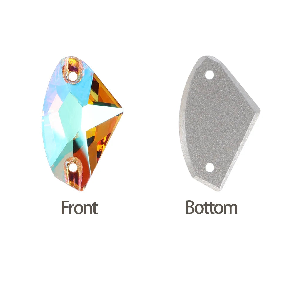 Factory Direct Wholesale Low MOQ Glass Crystal Galactic Sew-On Rhinestones With Two Holes for Garment Decoration 3256