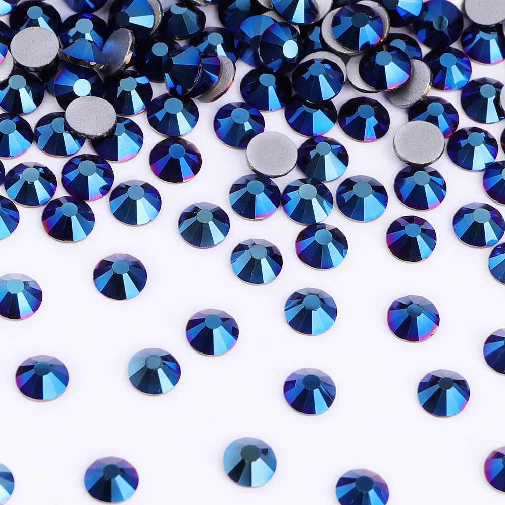 Blue Colors Glass Bling Crystal Wholesale Rhinestone Non Hotfix Flat Back Crystal Glass  for Clothing Accessories
