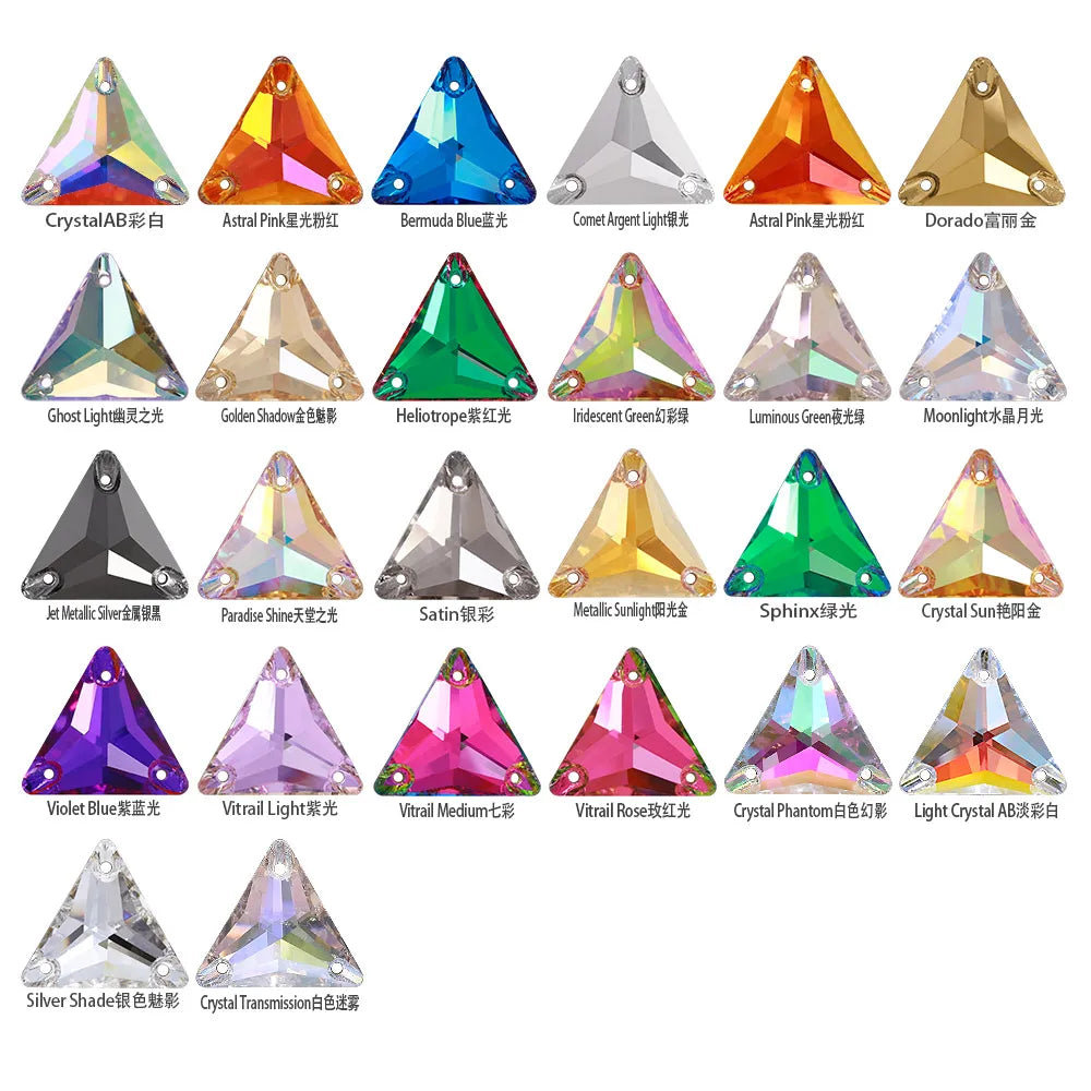 Triangle 80+Colors Sew on Rhinestones 3270 Glass Fancy Glass Flat Back Bling Bling Diamond Stone for Fashion Jewelry Clothes