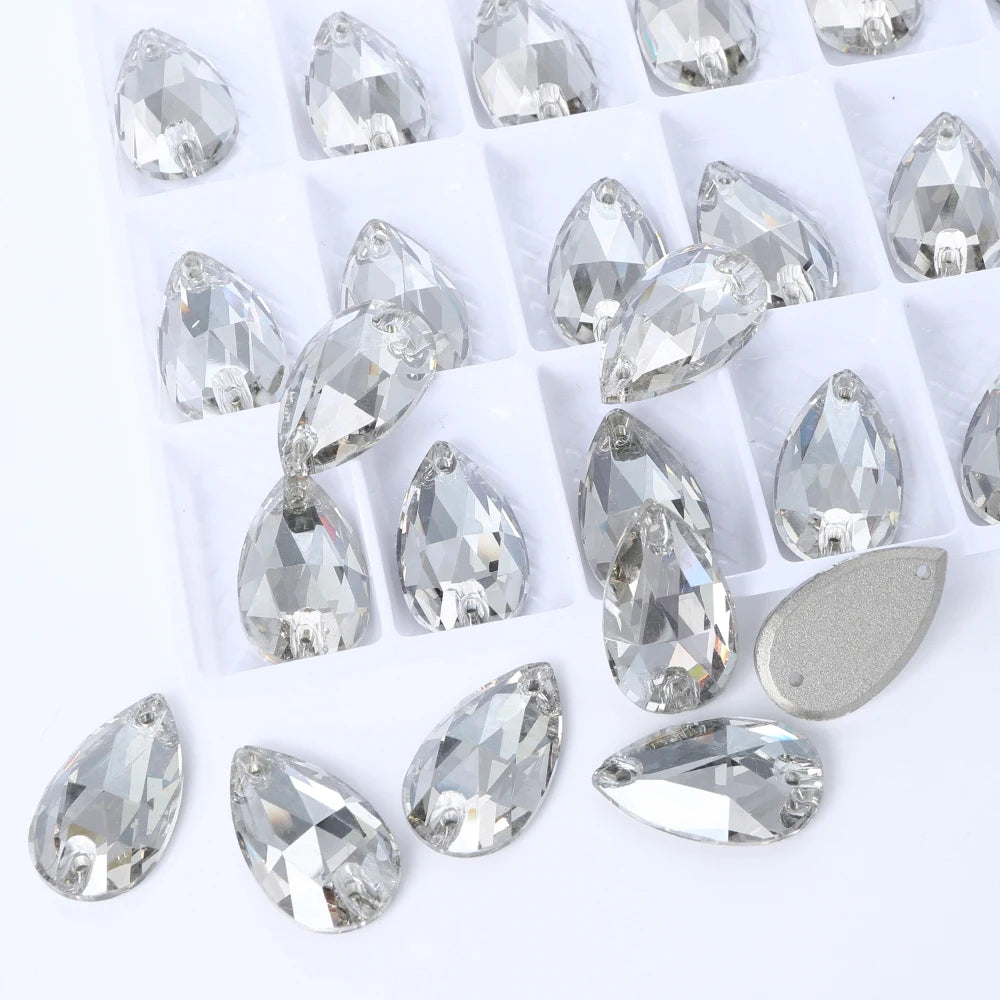 Wholesales Customize New Trend Drop  Shapes Colors Crystal Beads Sewing-On Rhinestones for Jewelry Clothes