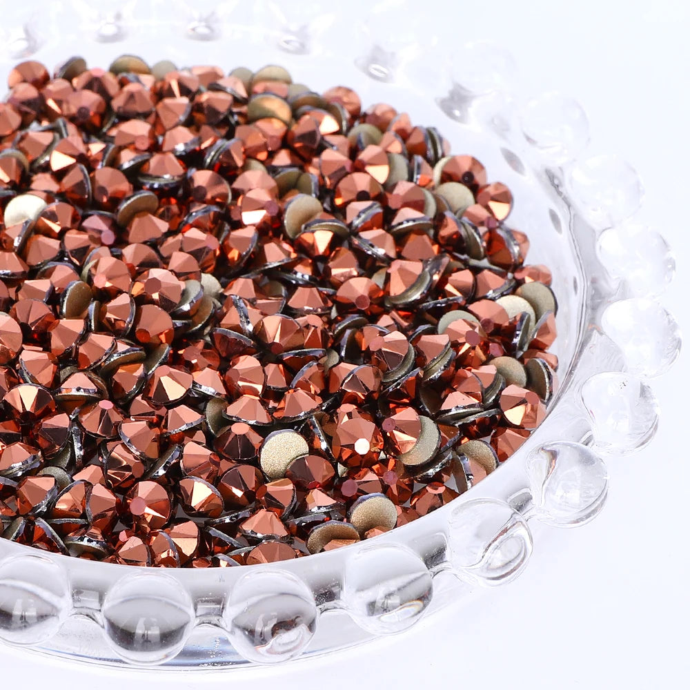 SS10-SS40 Colorful Non Hotfix Rhinestones Golden Base Flat Back Bling Glitter Glass Stones Crystal Strass Diamond for Nail