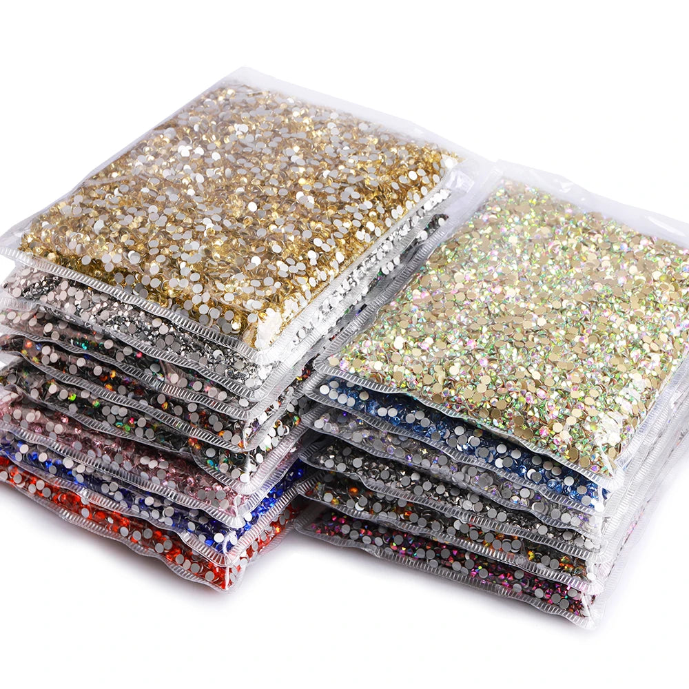 Wholesale High Quality Glass Crystal Stones Customize Rhinestone Bulk Nail Charms Non Hotfix Rhinestones Flat Back for Cloth D