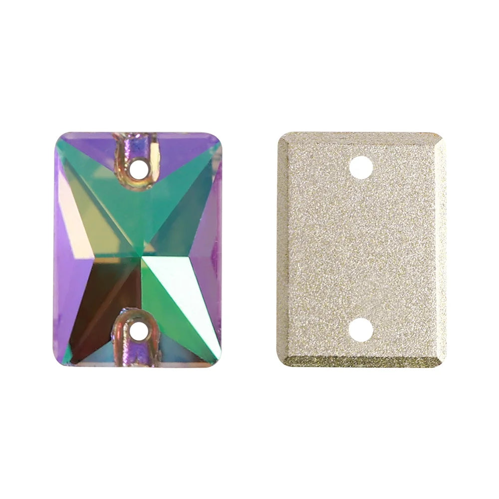 QIYI Multi Colors and Size Rectangle Sew-on Stone for Choice Clear Glass Flat Back Top Quality Sew on Rhinestones (3250)