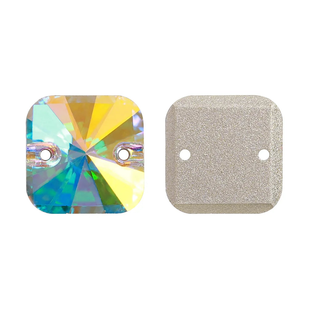 New Arrival Hot Selling Rivoli Square Shape Latest Fashion New Design Top Quality Flat Back Glass Sew-on Rhinestones (3201)