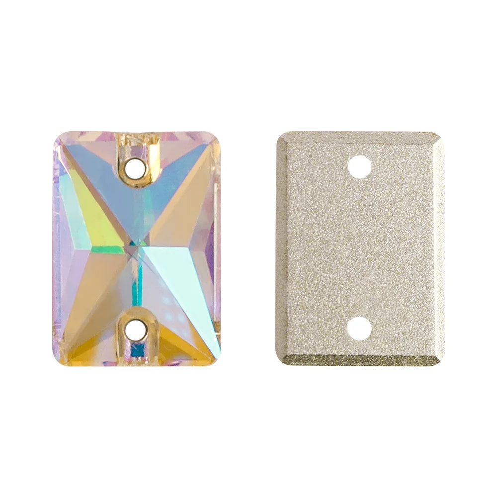 QIYI Multi Colors and Size Rectangle Sew-on Stone for Choice Clear Glass Flat Back Top Quality Sew on Rhinestones (3250)