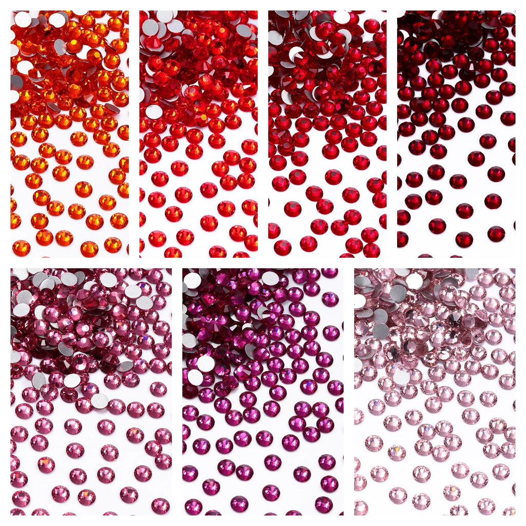 QIYI Factory Wholesale High Quality Fashion Regular Cut Red Line Non Hofix Glass Flat Back Rhinestone for DIY Garments Nail Art