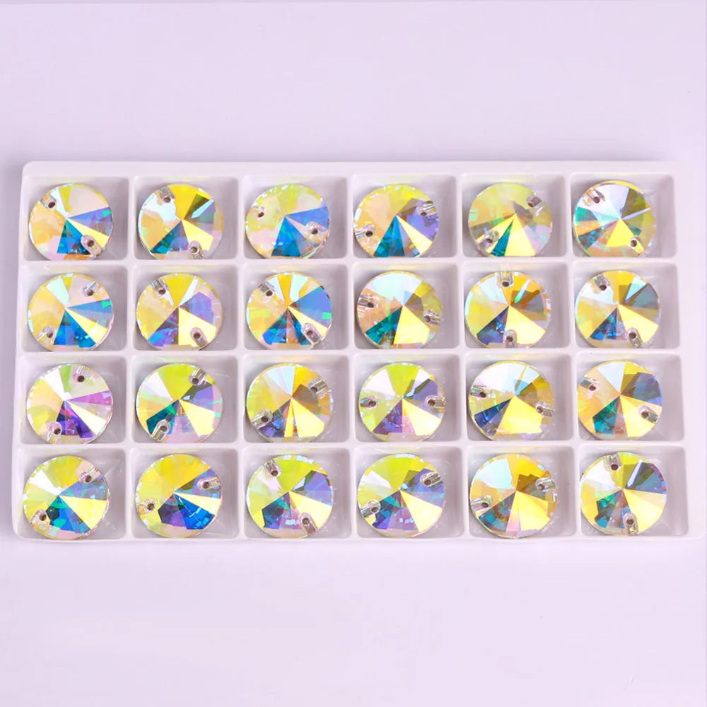 Top Quality Rivoli  80+ Colors Rhinestones Crystal AB Sew-on Rhinestones Glass Gems Clothing Flatback Sewing Stones for Women
