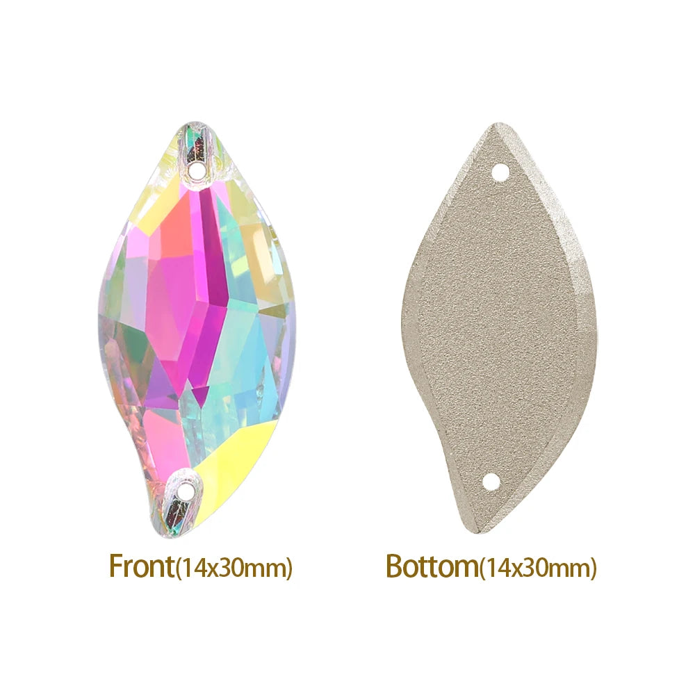 3254 QIYI Innovative Design Top Quality Grade AAAAAA Durable Clear Hard Pure Glass Flat Back Latest Fashion Sew-on Stone