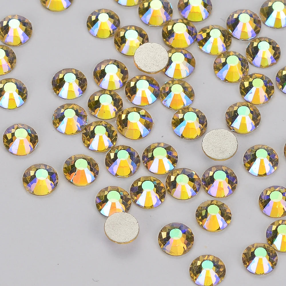 Wholesale Glitter Glass AB Crystals Strass Flatback  Rhinestones Bulk Non Hotfix Gltteri Diamond for Fashion Jewelry Earring