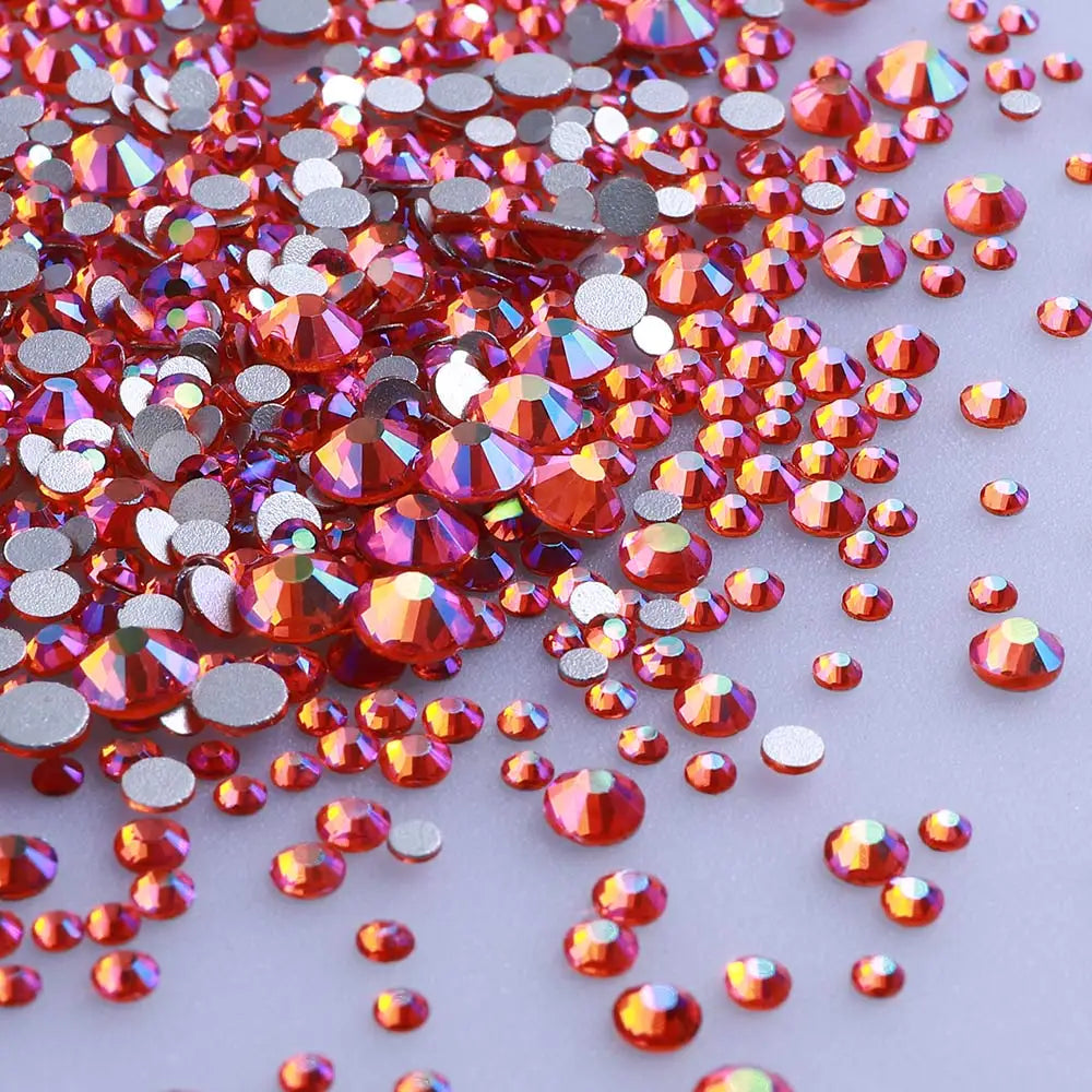 Wholesale 100 Colors Ss4-ss20 Mix Size Strass Crystal Rhinestones Non Hotfix Round Glass Stones Glue on Nail Gems Decoration