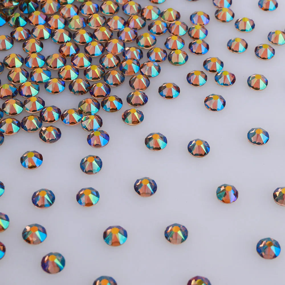 Wholesale  8 Big and 8 Small High Quality Machine Cut 16 Facets Rhinestones Iron on Decoration Garment