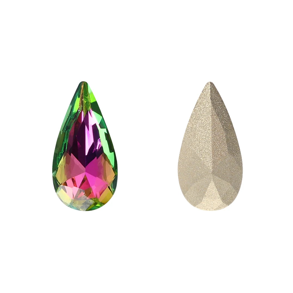 QIYI K9 Glass Tear Drop Shape Effect Color High Quality Fancy Shape Sparkling Bright Shining Point Back Stones for Decoration