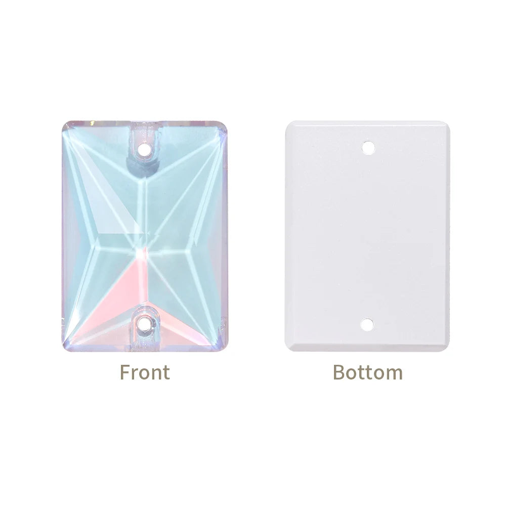 QIYI Multi Colors and Size Rectangle Sew-on Stone for Choice Clear Glass Flat Back Top Quality Sew on Rhinestones (3250)