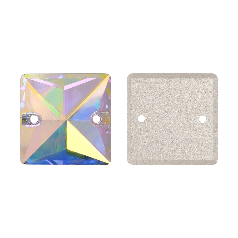 Wholesale Custom Square Sew-on Loose Rhinestones 5A Quality Crystal FlatBack 2 Holes 12 Facets Sewing Bling Decoration