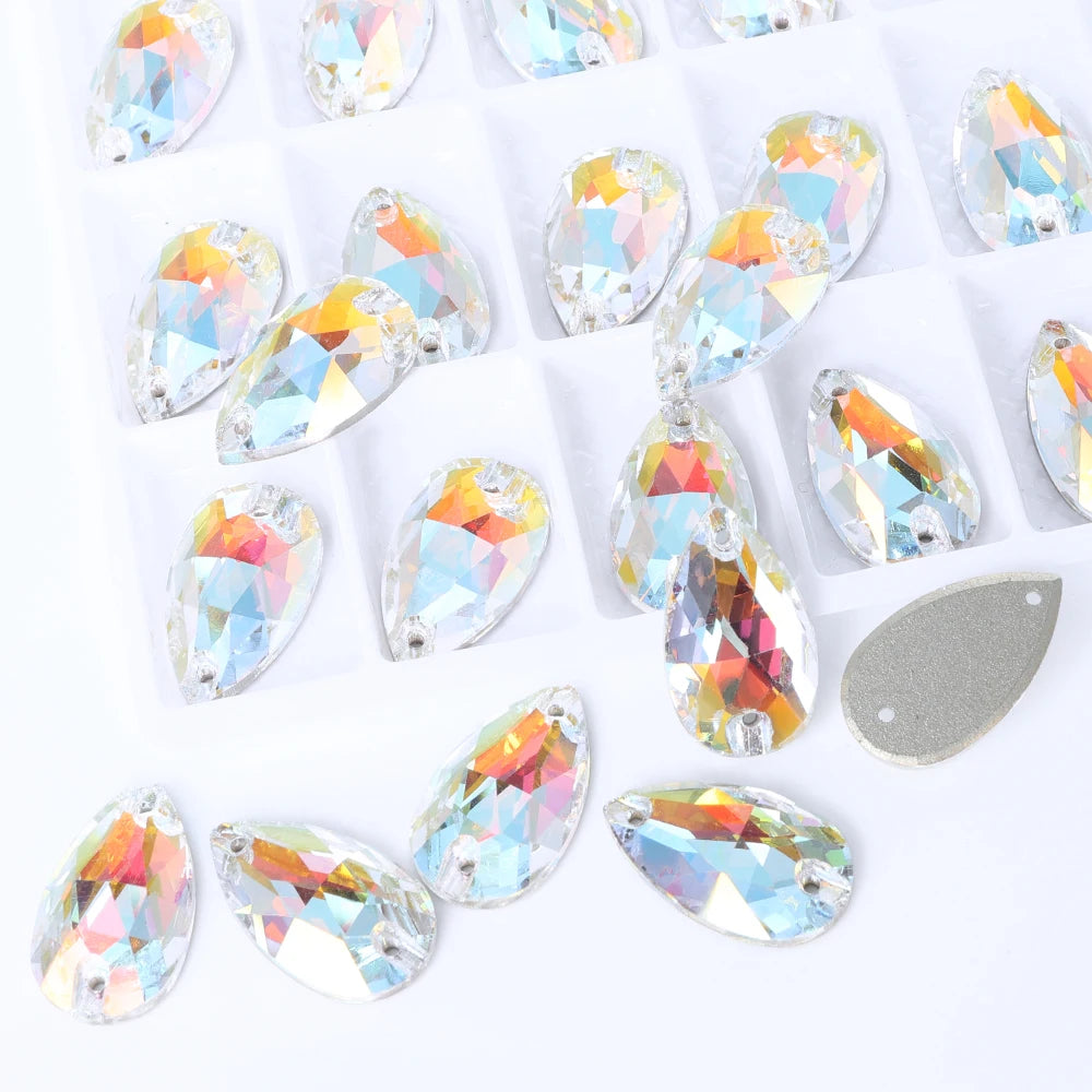 Wholesales Customize New Trend Drop  Shapes Colors Crystal Beads Sewing-On Rhinestones for Jewelry Clothes