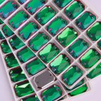 Emerald Cut High Quality Latest Fashion Clear Glass Flat Back Sew-On Rhinestones 12 Facets Multi-Use DIY Wedding Dress Two Holes