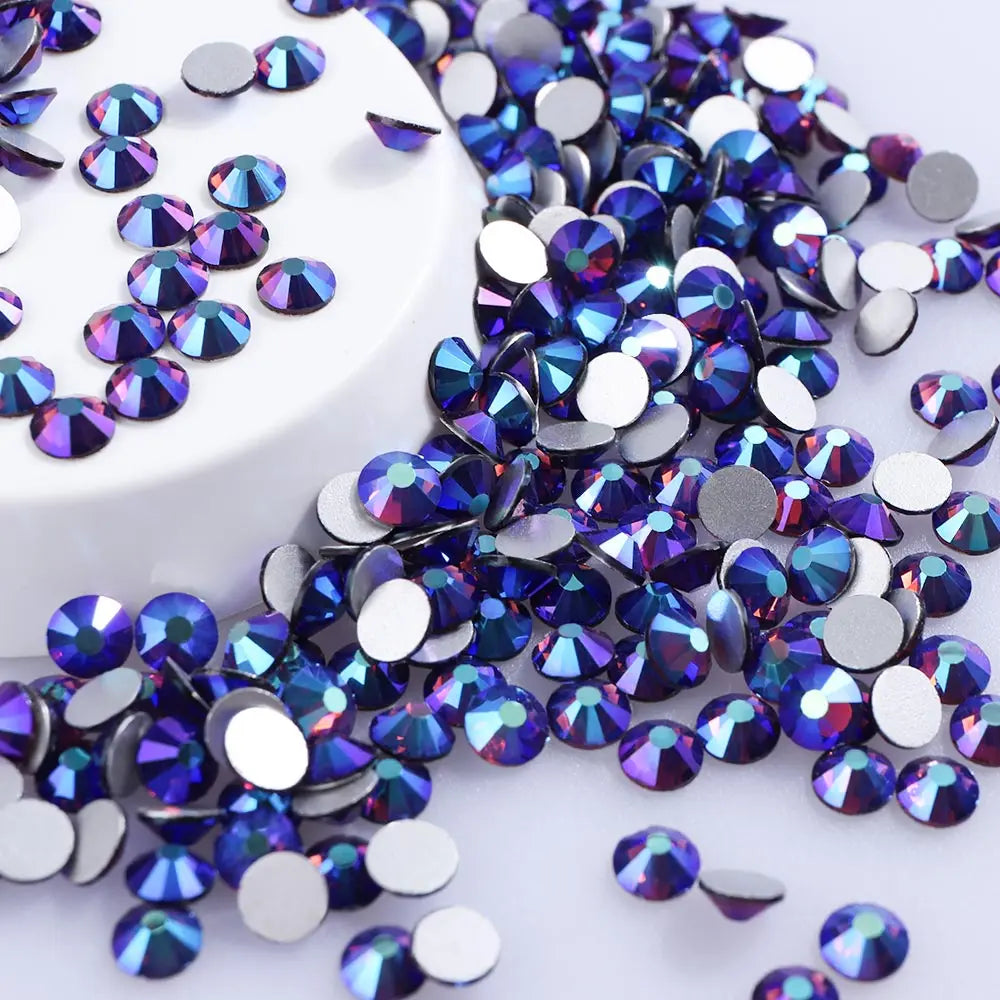 Glitter SS16 SS20 SS30 Peridot AB Flatback Glass Round Crystal Applique Non Hotfix Strass Rhinestones for Nail Art Decoration