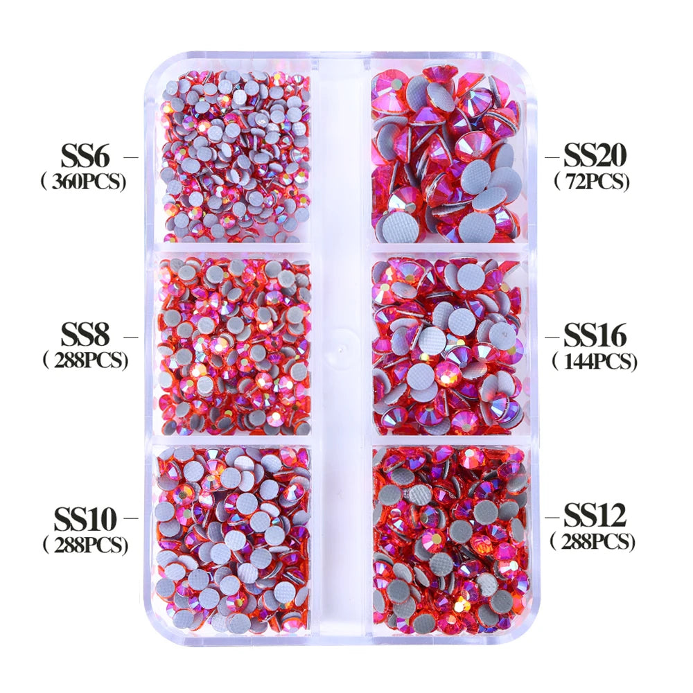 Wholesale SS6 SS10 SS16 SS20 SS30 6 Grid Mix Size Clear AB Rhinestone Hotfix Rhinestones for Costumes