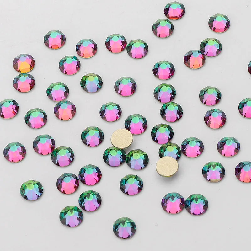 2088 Flatback Non Hotfix Rhinestones Top Quality 8 Big 8 Small 16 Cut Facets Glass Crystal Round Diamond for Wedding Dress