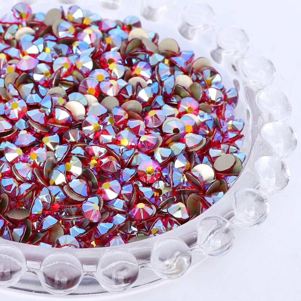 SS10-SS40 Colorful Non Hotfix Rhinestones Golden Base Flat Back Bling Glitter Glass Stones Crystal Strass Diamond for Nail