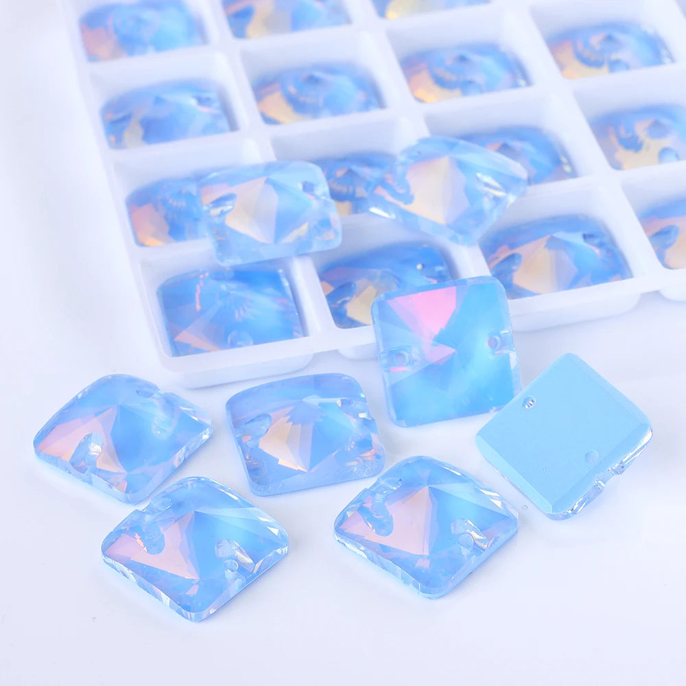 Rivoli Square 15Colors K9 Ready to Ship Glass Sew-on Rhinestone Bling Bling Accessories for Decoration Garments Dress