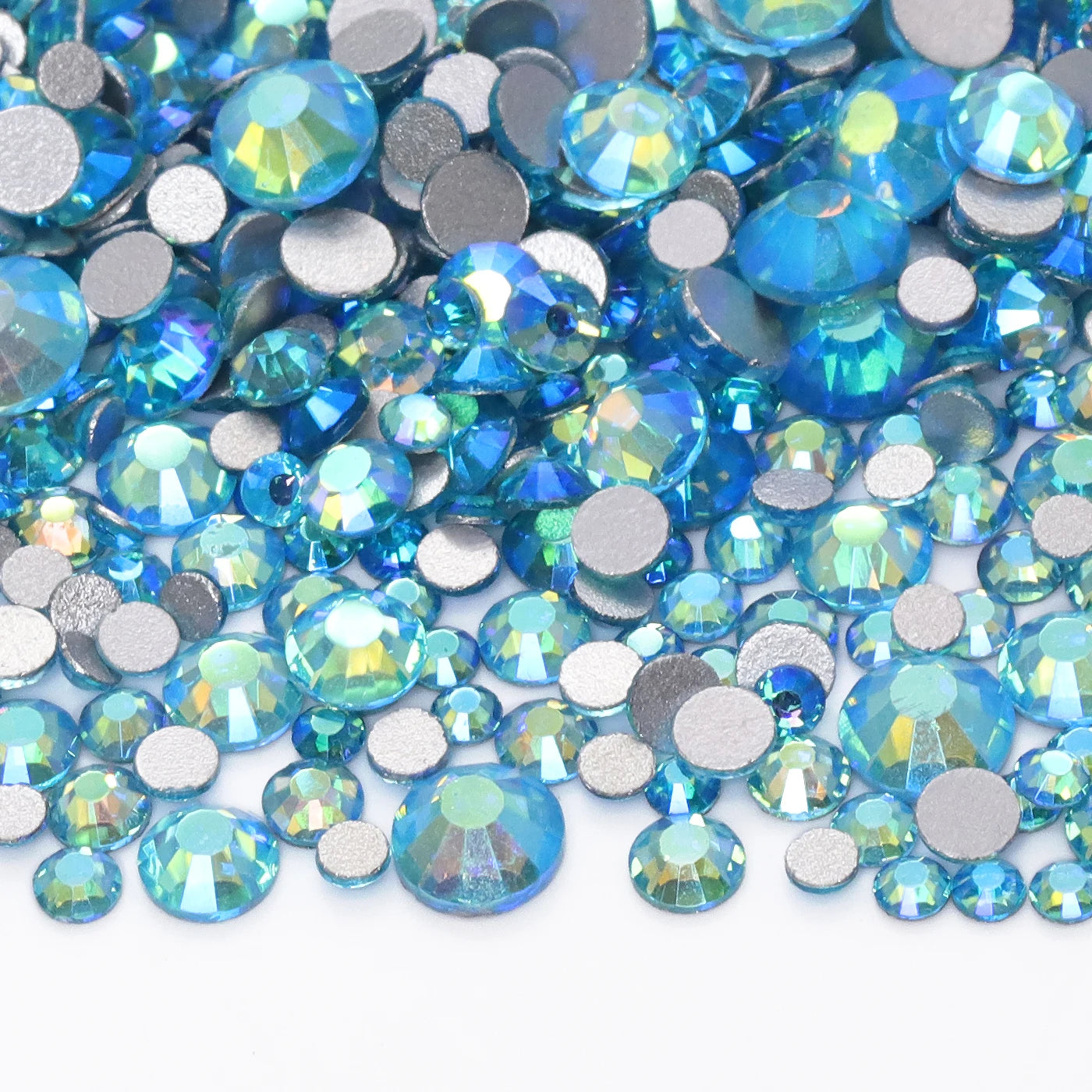 QIYI High Quality Glass Crystal AB Rhinestones  Mixed Size Ss3-ss20  Non Hotfix Flatback Crystal Rhinestones for Clothing Fabric