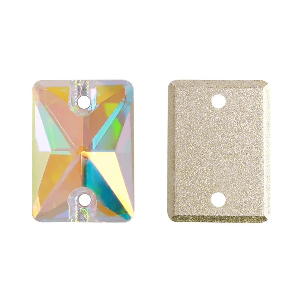 QIYI Multi Colors and Size Rectangle Sew-on Stone for Choice Clear Glass Flat Back Top Quality Sew on Rhinestones (3250)