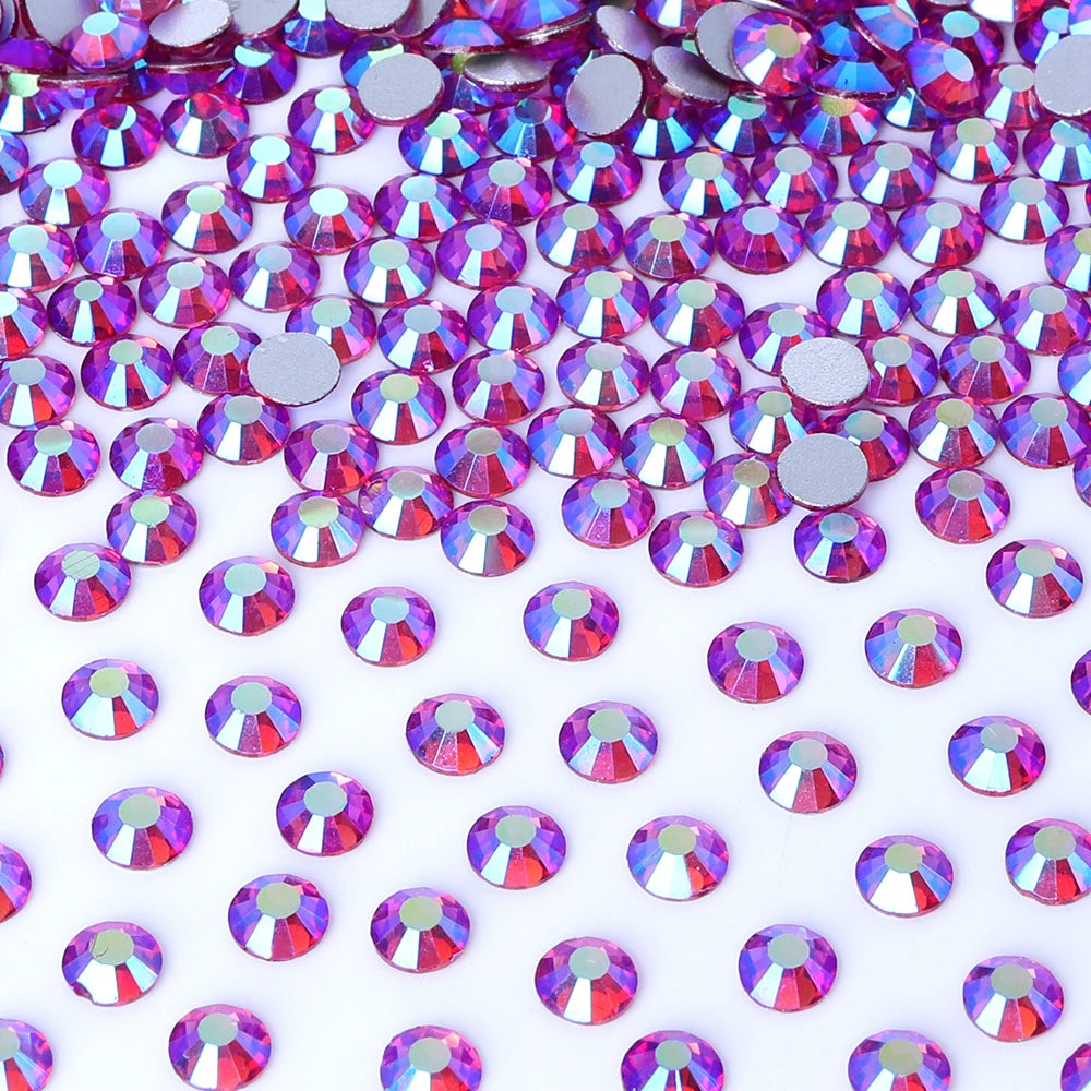 34Kinds Pink Color SS6-SS30 Crystal Rhinestones Bling Bling Glitter Glue on Rhinestones for Gymnastics Performance Clothing