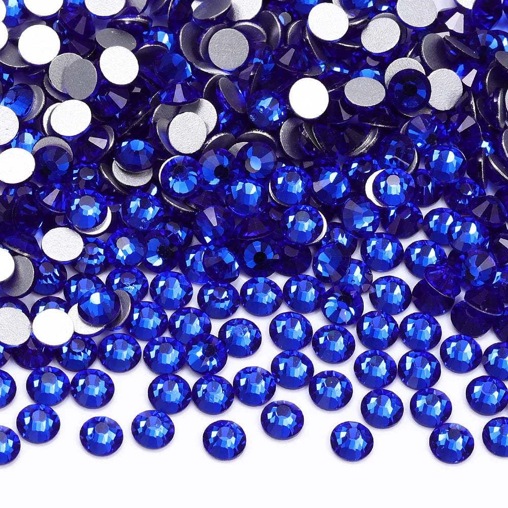 Blue Colors Glass Bling Crystal Wholesale Rhinestone Non Hotfix Flat Back Crystal Glass  for Clothing Accessories