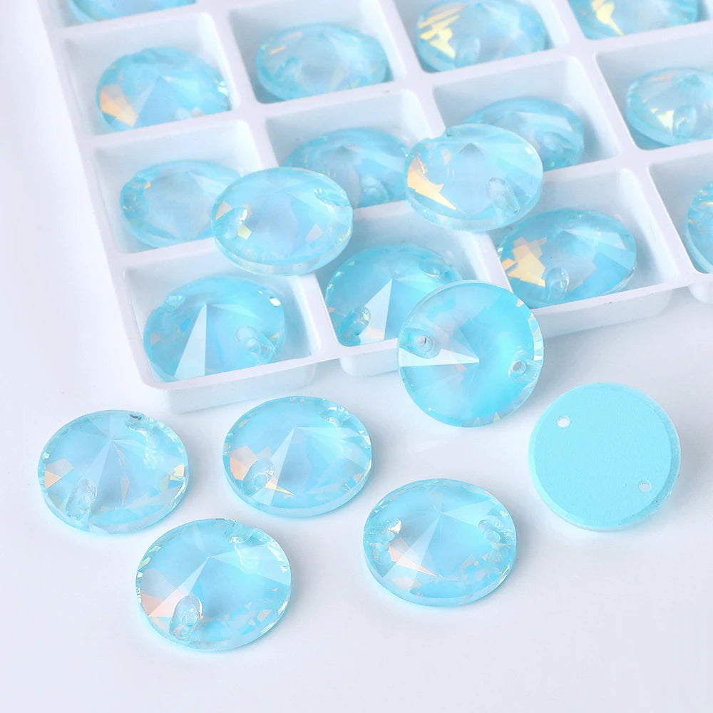 Top Quality Rivoli  80+ Colors Rhinestones Crystal AB Sew-on Rhinestones Glass Gems Clothing Flatback Sewing Stones for Women