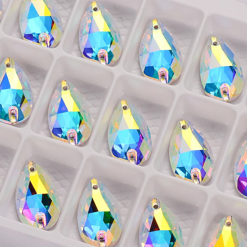 Wholesales High Quality Fancy Shapes Crystal Colors Non Hot-fix Sew on Rhinestone for for Garments Decoration