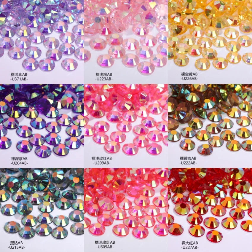 2024 Exquisite Bottled 3mm/5mm/6mm Resin Flat Back Crystal Rhinestone Self Adhesive Nail Diamond Decoration