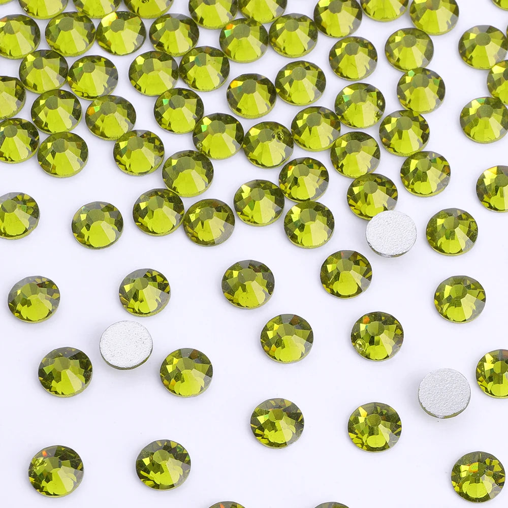 30 Kinds Green Rhinestone New Colors Wholesale Rhinestone Non Hotfix Flat Back Crystal Glass  for GYM Clothing