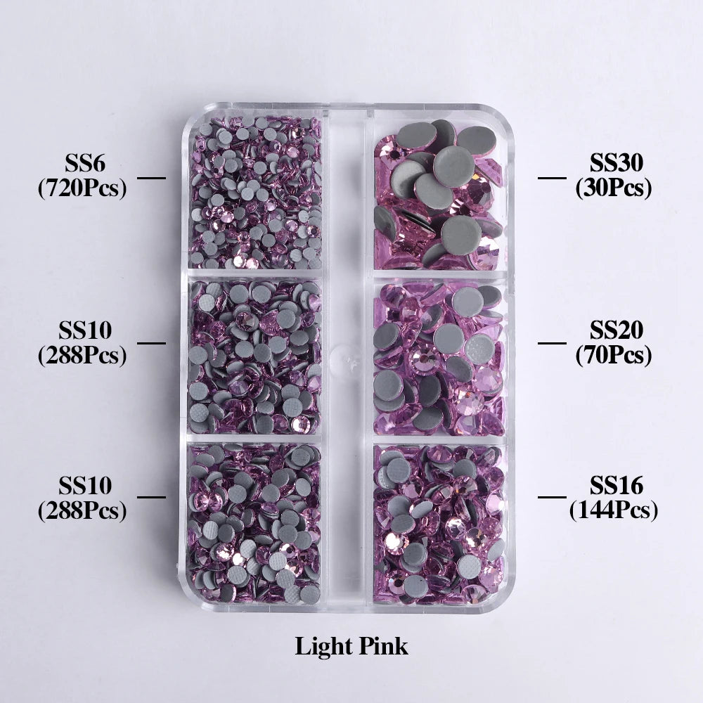 Hot Selling 6 Grid Hotfix Rhinestone Kit Mix Box Nail Charms Crystals Rhinestones Wholesale Stones for Jewellery Making