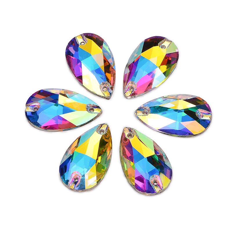 Wholesales High Quality Fancy Shapes Crystal Colors Non Hot-fix Sew on Rhinestone for for Garments Decoration