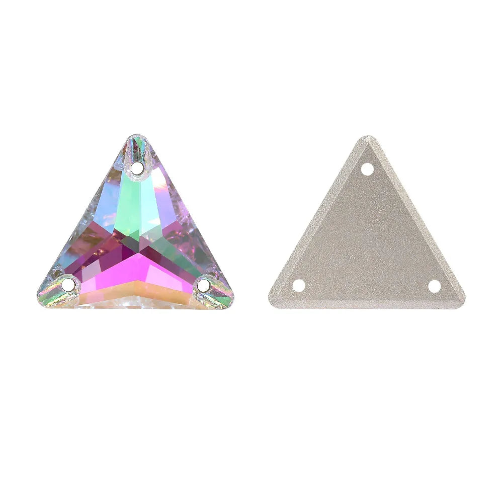 3270 Factory Direct 12mm/16mm/22mm Different Sizes 55+ Colors Top Quality Durable Grade AAAAAA Glass Triangle Sew-on Rhinestone